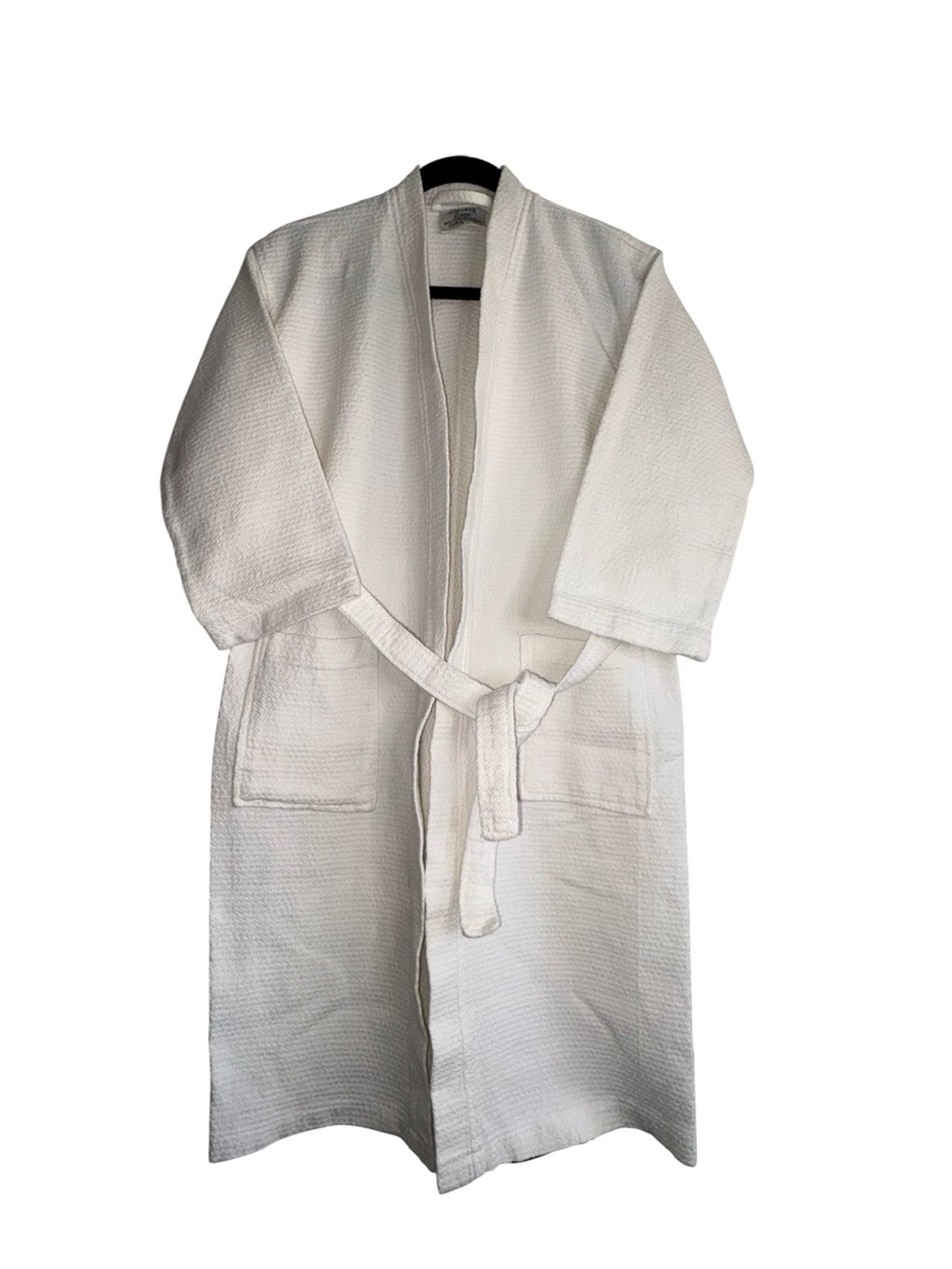 CHAKIR White Waffle Kimono Robe with Tie Belt